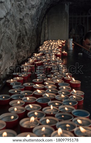 Candles lit in the church