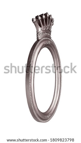 Silver frame for paintings, mirrors or photo in perspective view isolated on white background