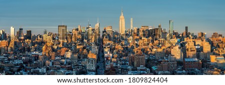 Aerial view of the Manhattan skyline, New York City, USA