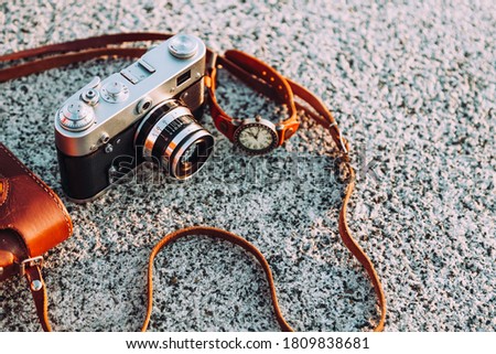 Vintage photo camera. Art and photography concept