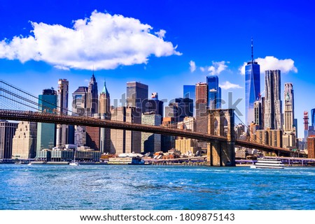 Brooklyn Bridge, Manhattan. Downtown of New York City, famous travel sight in United States of America