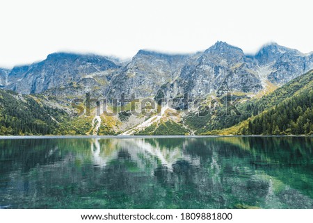 landscape view of autumn lake in mountains tatra national park