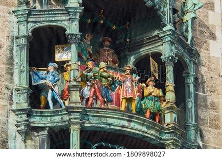 Glockenspiel of The New Town Hall (Neues Rathaus) at Marienplatz in Munich, Bavaria, Germany Royalty-Free Stock Photo #1809898027