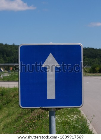 Square road sign 'One-way street' isolated on white