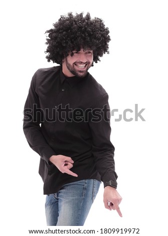 in full growth. funny dancing guy. isolated on white
