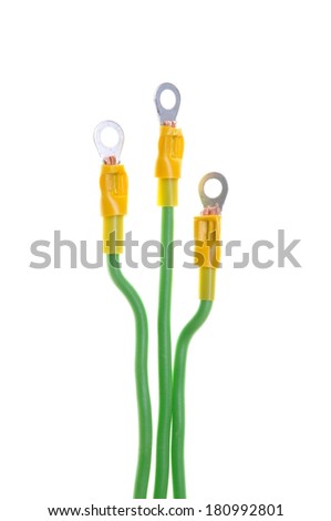 Electrical cable with terminal isolated on  white background