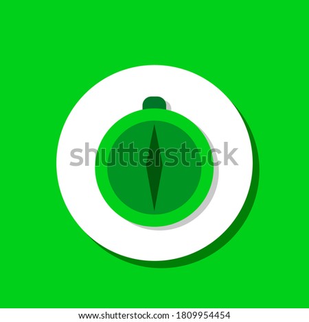 compass icon on green background. compass icon design in flat style. icon design for web and applications