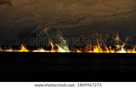 artificial fire in the fireplace, close up