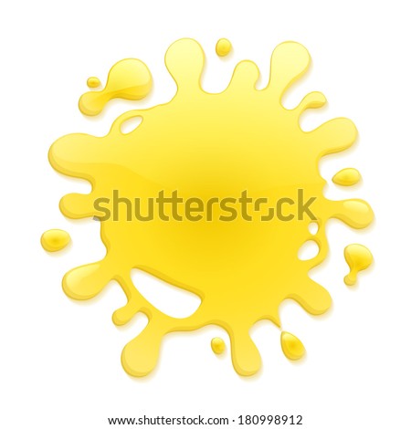 Yellow blotch isolated on white background. Paint or juice spot.