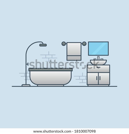 Bathroom interior vector icon illustration