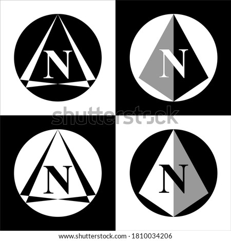Illustration of North map direction sign and symbol. Set of 4 vector designs in Eps 8.