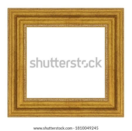 Old vintage square golden frame isolated on a white background