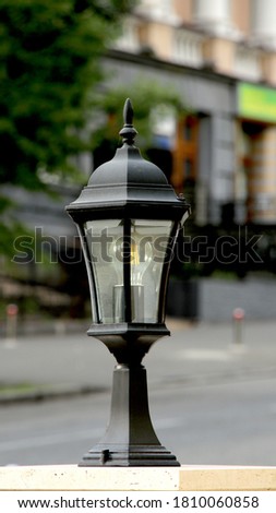 
Small street lamp close up
