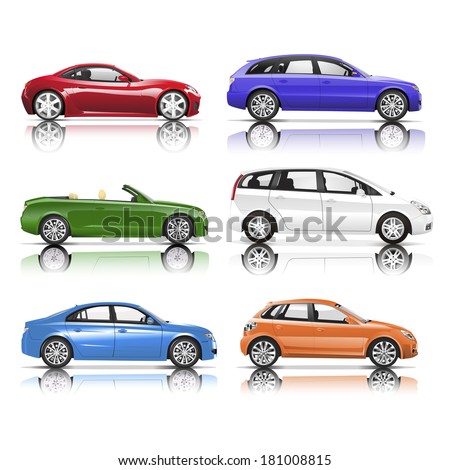 Collection of 3D Cars Vector Royalty-Free Stock Photo #181008815