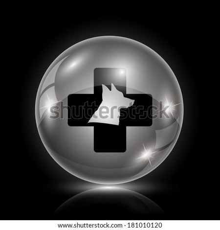 Shiny glossy icon - glass ball on black background