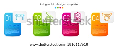 Set line Hockey table, Ice hockey cup champion, Planning strategy and Medal. Business infographic template. Vector