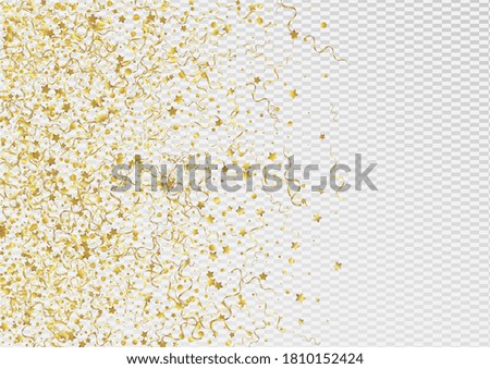 Golden Ribbon Swirl Vector Transparent Background. Christmas Serpentine Illustration. Streamer Shiny Branch. Gold Carnival Poster.