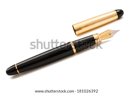 Fountain pen with cap isolated on white Royalty-Free Stock Photo #181026392