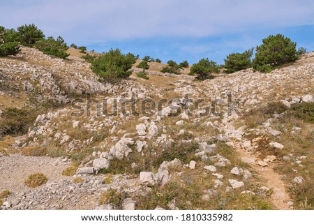 Hiking pathway in the Croatia rocky countryside.