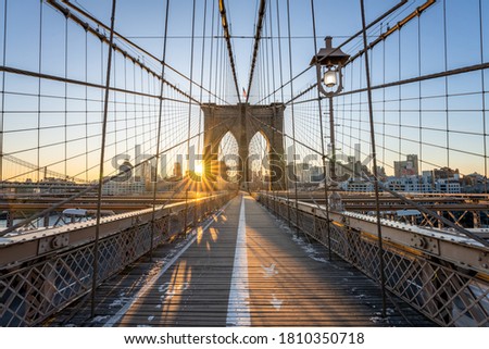 Brooklyn Bridge at sunrise, New York City, USA