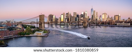 New York City skyline panorama on a winter morning
