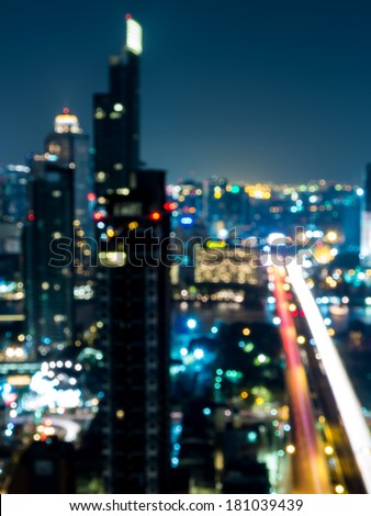 Abstract bokeh cityscape of Bangkok , Thailand night background / illustration
