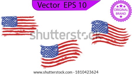 USA Flag with  splash element  flag - Distressed american flag. Clip art