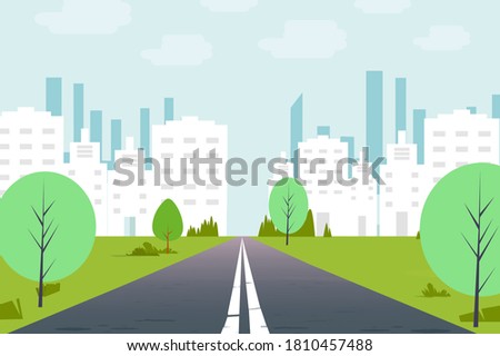 Cityscape with highway road and town Free Vector