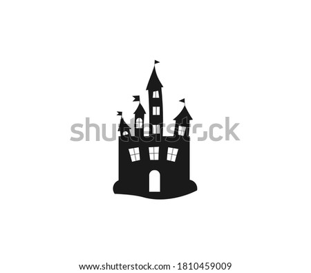 Castle, halloween icon. Vector illustration, flat design.