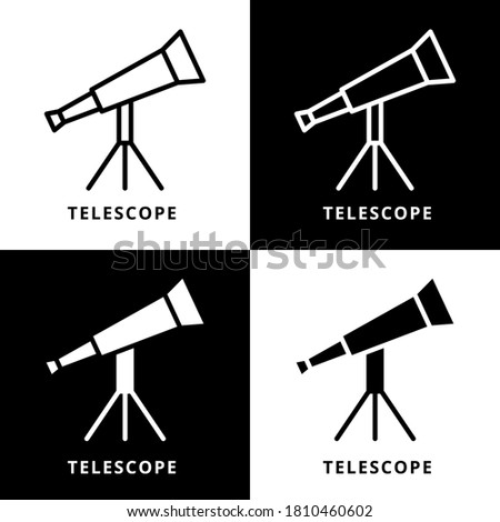 Telescope Astronomy Icon Symbol. Binocular Scope Planetary Astronomy Logo Vector Illustration