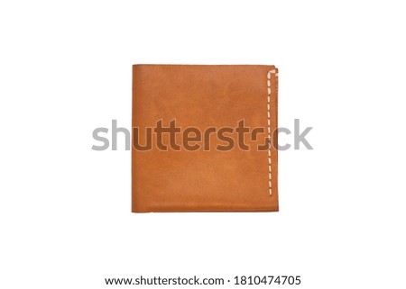 Isolated photo of handmade leather wallet on white background