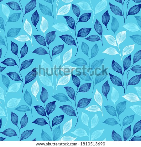 Packaging tea leaves pattern seamless vector. Minimal tea plant bush leaves floral fabric ornament. Herbal sketchy seamless background pattern with nature elements. Simple summer foliage wallpaper.