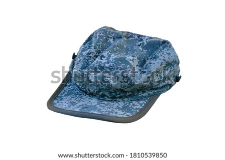 Russian camouflage military cap isolate on a white background close-up.
