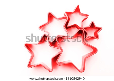 plastic form for cooking, five colorful stars shape. isolated on white background