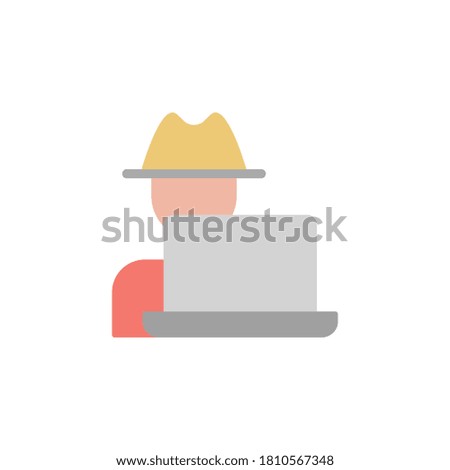 Farmer, laptop icon. Simple color illustration elements of automated farming icons for ui and ux, website or mobile application
