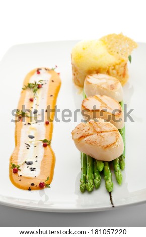 Scallop with Asparagus and Risotto