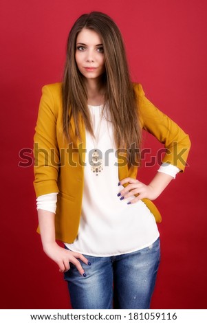 portrait of the beautiful young woman with beauty long straight hairs