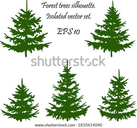 Christmas forest . Coniferous Forest. Winter Christmas Forest of fir trees silhouette for printing. EPS 10