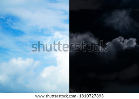 Blue sky, cloudy in the afternoon and blurred Night time in the evening. Cycle of the day am. ,pm. Copy space. Royalty-Free Stock Photo #1810727893
