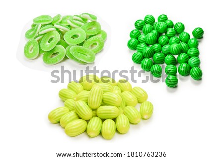 Green chewing gum isolated on white background.