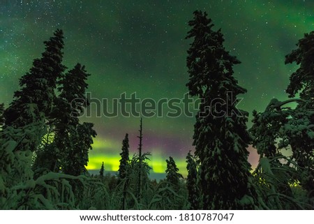 Northern lights in Finish Lapland, winter views