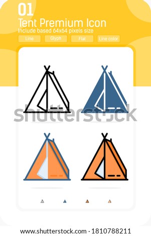 Tent premium icon with multiple style isolated on white background. Vector illustration concept design template for web design and mobile app, camping, UI, UX and all project. EPS file. Editable size