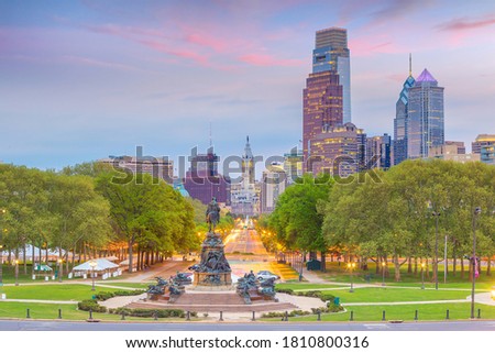 Cityscape of downtown skyline Philadelphia in Pennsylvania, USA 
