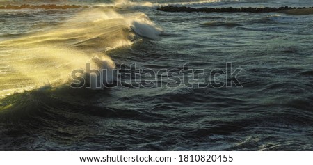 Water structure in storm time. Sea waves.             