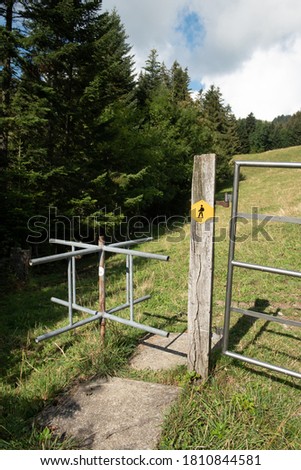 Trail markers in Gruyere region, Switzerland	