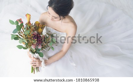 Bridal concept of an asian woman. Wedding dress.