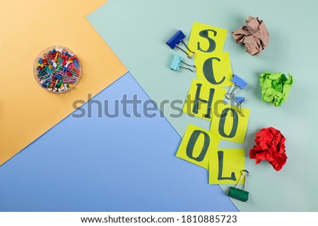 schooling concept represented by different stationary items