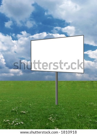 A blank billboard on a meadow