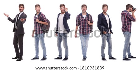 photo collage successful modern young man..isolated on white