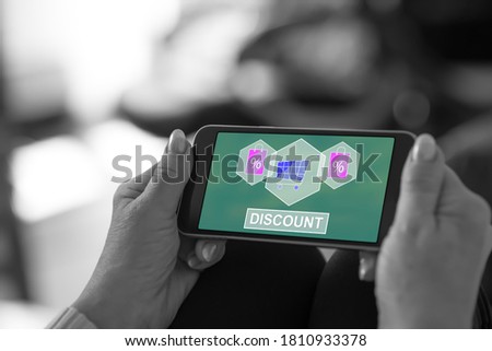 Smartphone screen displaying a discount concept